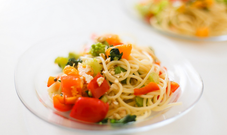 Спагеті з гарбузом і овочами - Рецепт від Pyramida